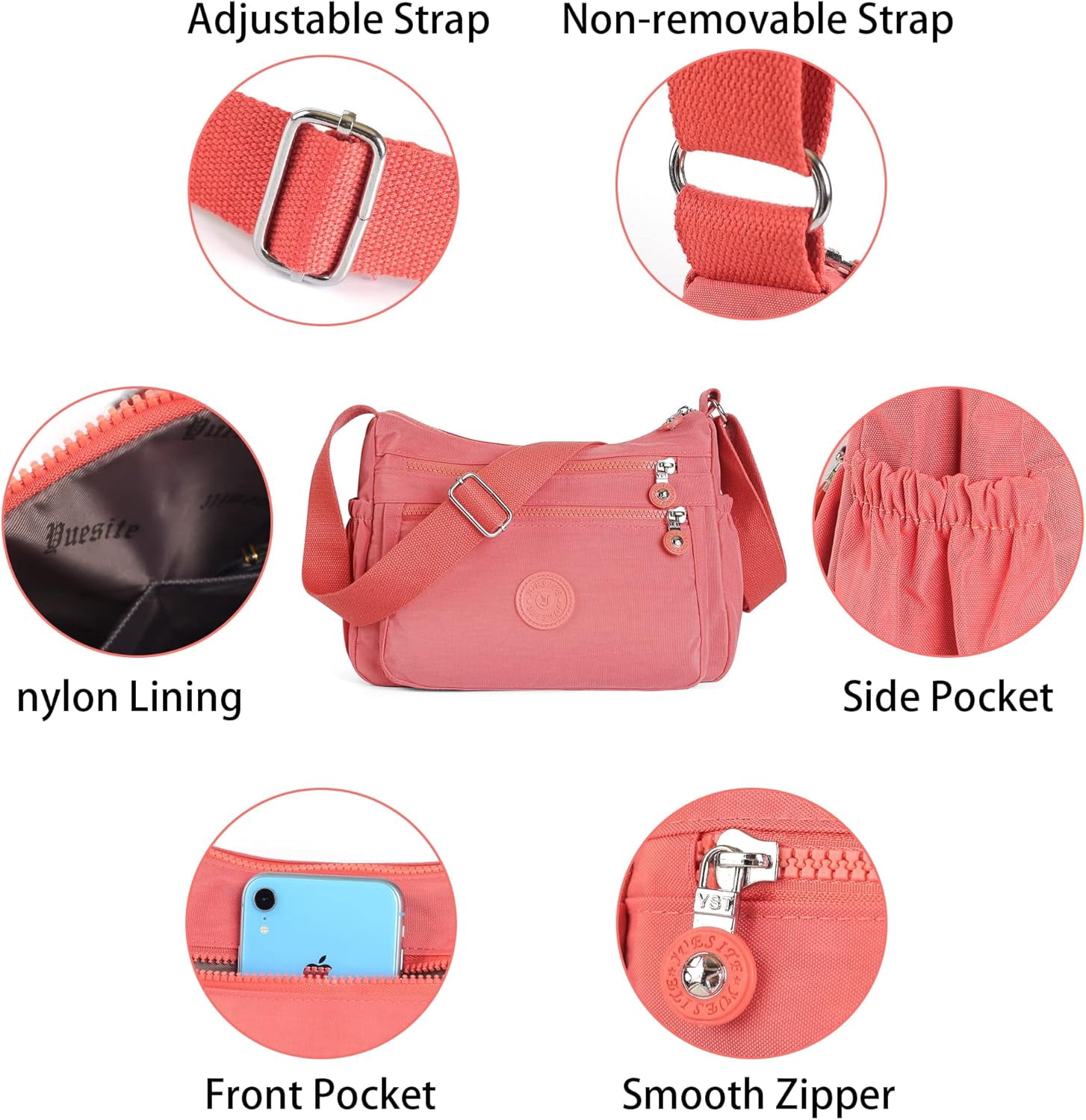 Crossbody Bags for Women Waterproof Tote Bag Casual Nylon Purse Handbag RFID Lightweight Messenger Bag