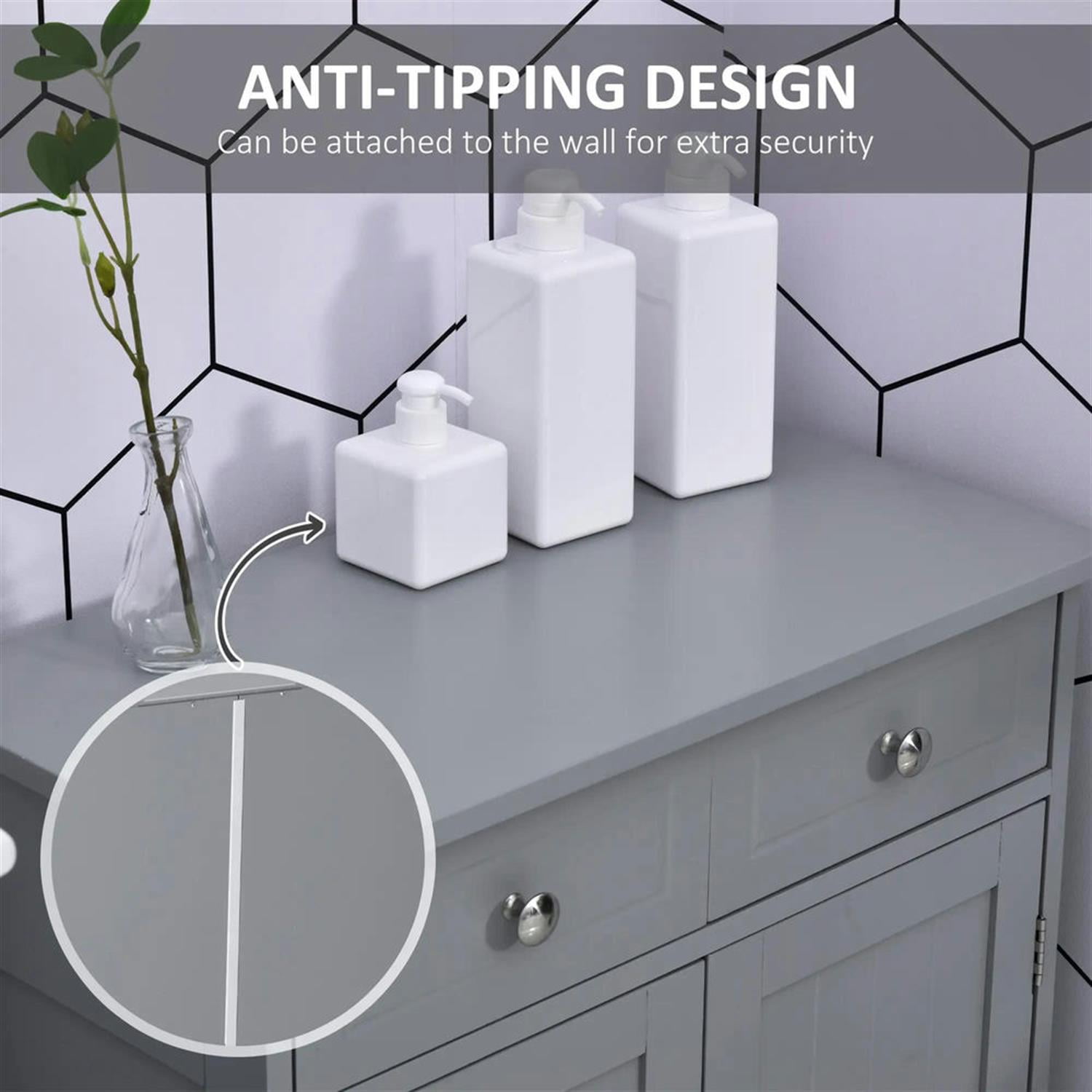 Demi Bonn 29" Bathroom Floor Cabinet, Freestanding Bathroom Storage Cabinet with Adjustable Shelf and Drawers, for Living room, Entryway, Kitchen, Gray