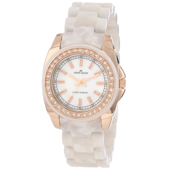Anne Klein Women's 10-9668RGIV Resin Bracelet Rose Gold Tone Steel Watch