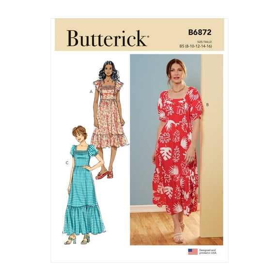 Butterick Sewing Pattern 6872 Dresses F5 (16-18-20-22-24)