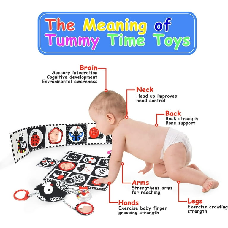 Black and White High Contrast Baby Toys 0-6 Months with Mirror
