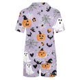 thumbnail image 5 of RMGVDSD Women Pajama Sets Casual Halloween Print Pajamas Short Sleeve Shorts Loungewear Two Piece Outfits Button Down Nightwear Sleepwear, 5 of 7