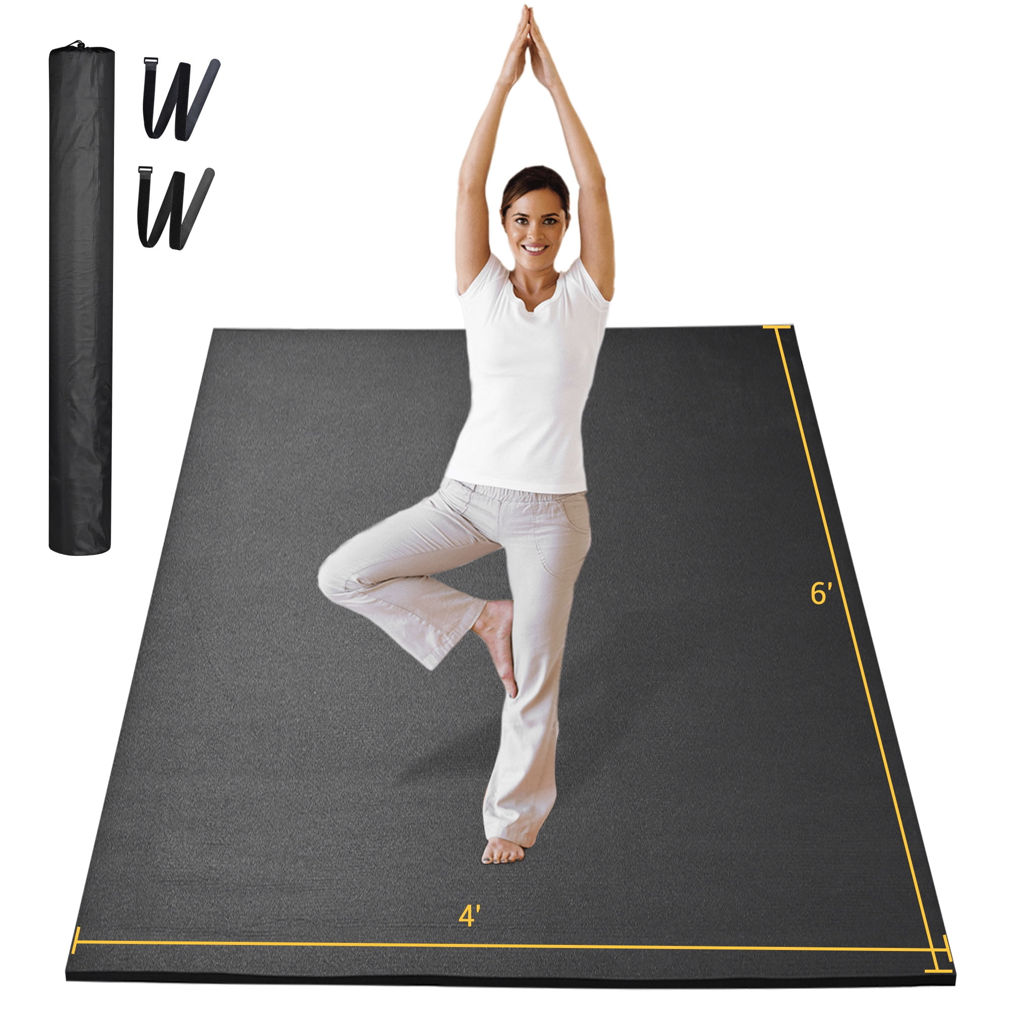 Yescom Large Exercise Mat 6 x4 x6mm Non Slip Workout Mat for Pilates Stretching Cardio Home Gym Flooring Shoes Friendly Walmart