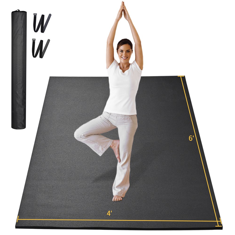 Large Exercise Mat 6'x4'x6mm Non Slip Workout Mat for Pilates