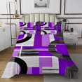 thumbnail image 1 of Erosebridal Minimalism Abstract Bedspread Sets King Size, Purple Bed Quilt, Swirl Geometry Decor, 1 of 5