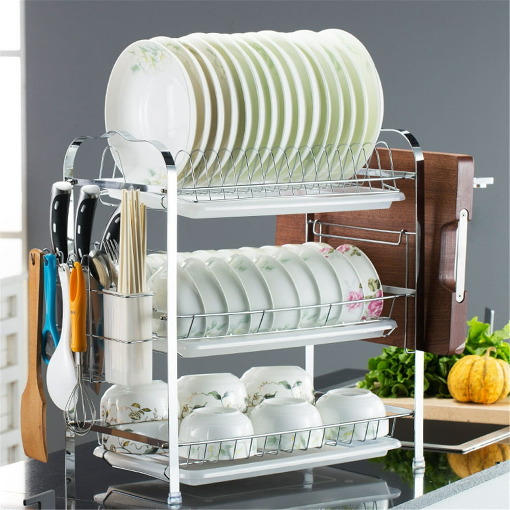 Smorebuy Dish Drying Rack for Counter Top, 3Tier Large Capacity Dish