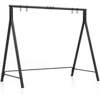 Heavy Duty Hanging Swing Frame, Metal Porch Swing Stand, with 4 Hanging Rings, A-Shaped Structure, Indoor/Outdoor, Black