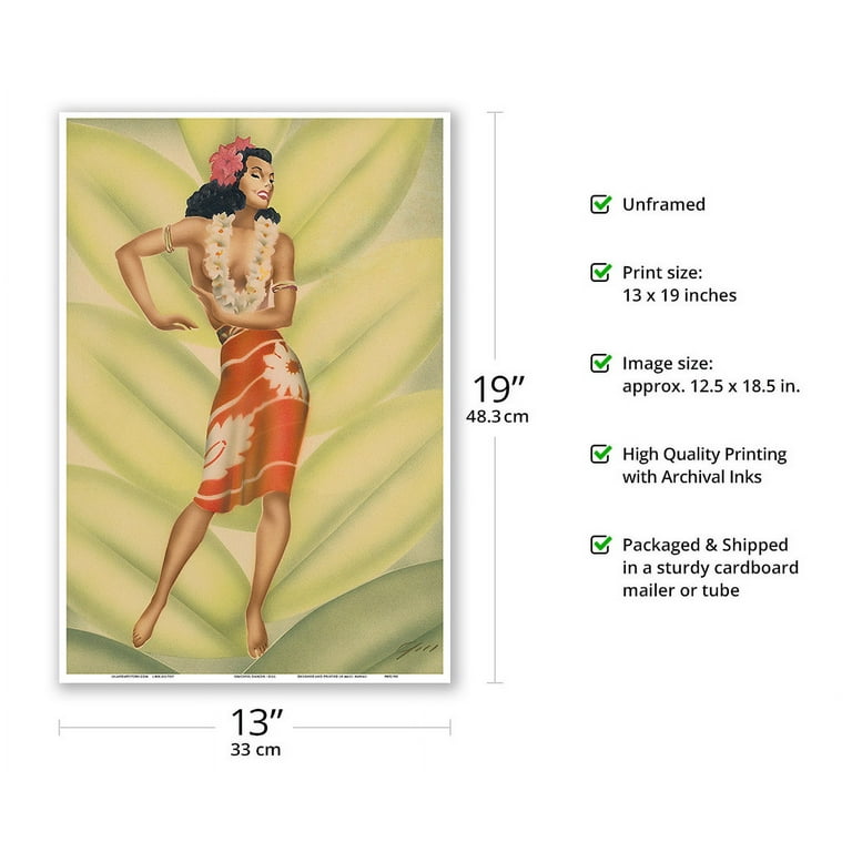 80s HULA DANCER 特大アート フレーム 油彩画 ヴィンテージ Hawaii Male Hula Dancer - Vintage Hawaiian Airbrush Art by
