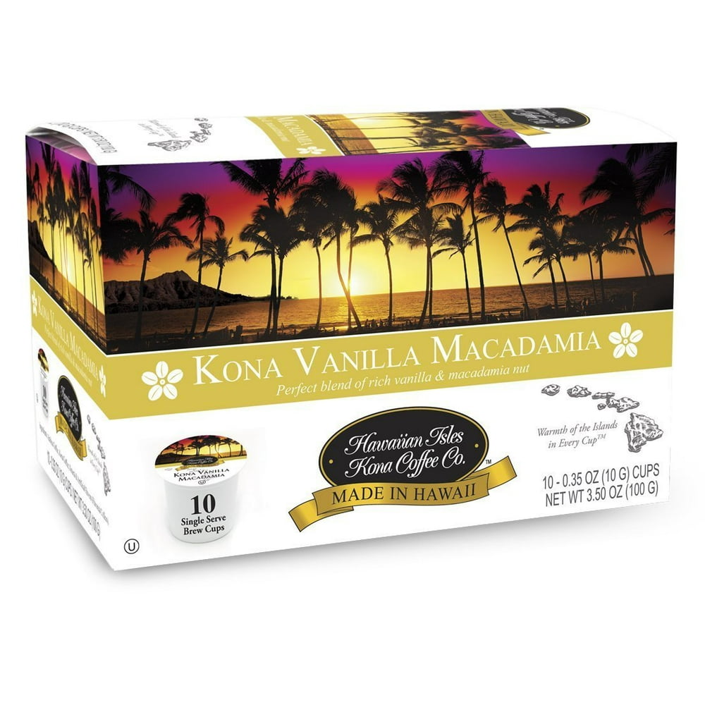 Hawaiian Isles Kona Coffee Co. Kona Vanilla Macadmia Nut SingleServe K