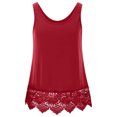 thumbnail image 3 of Giftesty Red Tank Top for Women Women's Summer Fashion Solid Color Hem Lace Casual Versatile Vest T-Shirt, 3 of 4