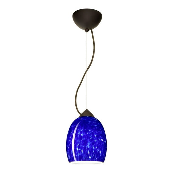 1KX-169786-LED-BR-Besa Lighting-Lucia-One Light Cord Pendant with Flat Canopy-6.25 Inches Wide by 7.25 Inches High-Bronze Finish-Blue Cloud Glass