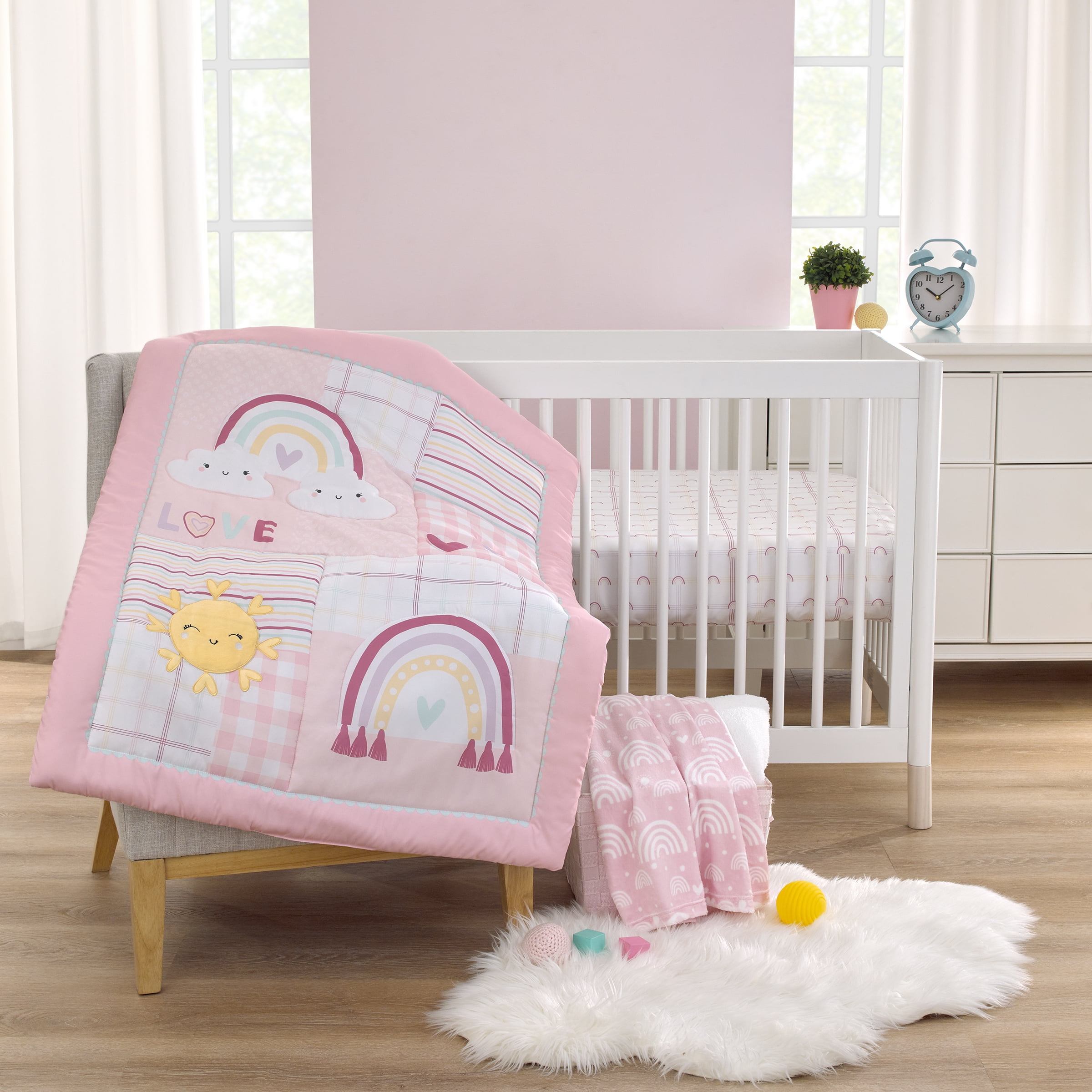 Baby Crib Bedding Decoration,White Crib Toys Hanging Arm Bracket Holder for Baby Boys and Girls 
