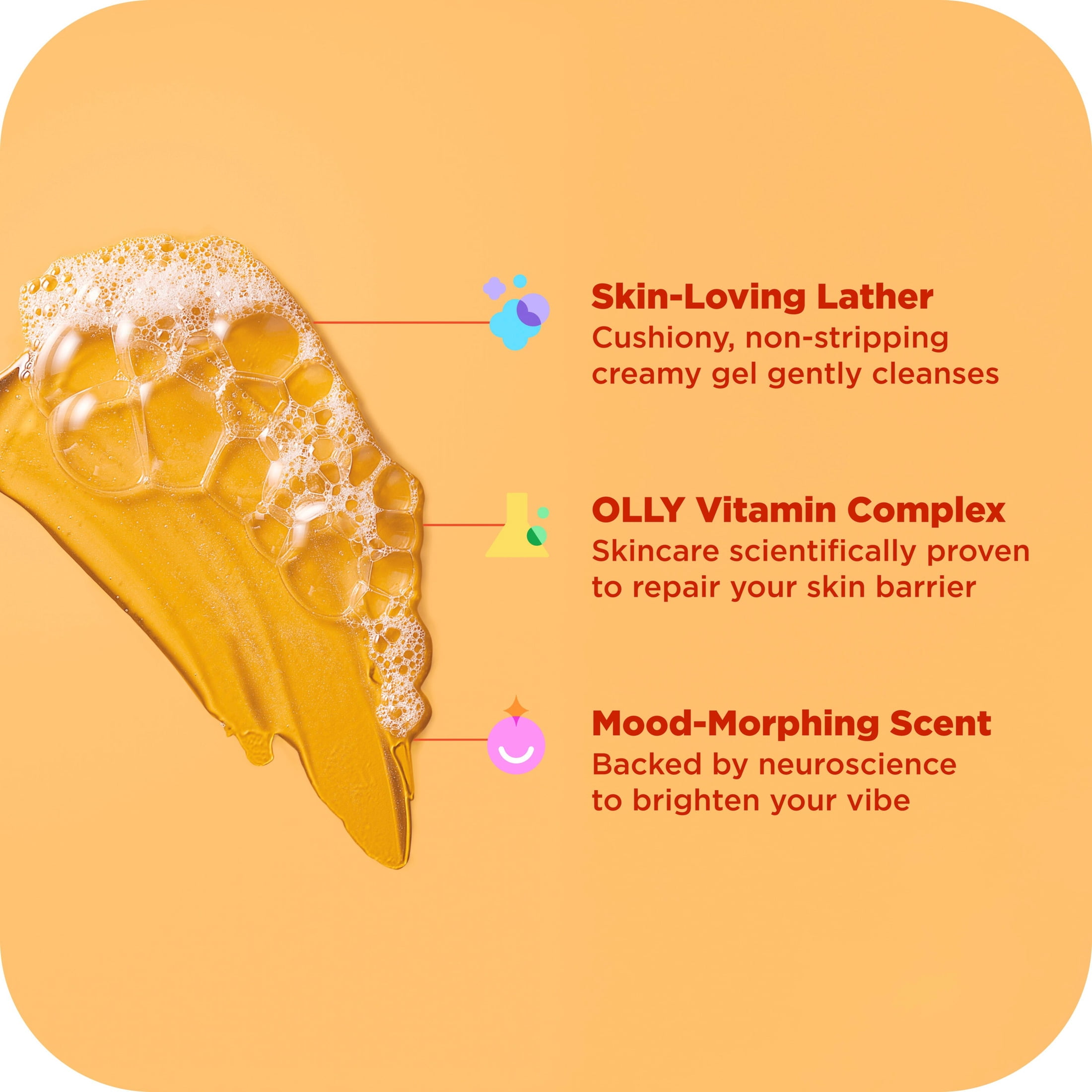 (4 pack) OLLY Body Wash Bright With Vitamin C ,17 fl oz