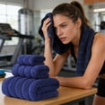 thumbnail image 6 of KOYPTL Soft Linen Luxury 3 Piece Towel Set 1 Bath Towel 1 Hand Towel 1 Washcloth 900 GSM Highly Absorbent & Quick Dry Bath Sheets No Shedding Hotel & Home Spa Towel Sets for Adults Dark Blue, 6 of 8