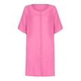 thumbnail image 4 of Womens Plus Size Linen Dress Beach Cover Up Button Down Shirt Mini Dresses Loose Bathing Suit Swimwear Coverups (XL, Pink), 4 of 5