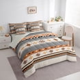 thumbnail image 2 of Homewish Gray Vintage Boho 7 Pieces Full Size Bedding Sets,Minimalist Geometric Full Size Bed in a Bag,Light Gray Reversible, 2 of 8