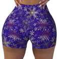 thumbnail image 2 of Balery blue purple Snowflake Pantalones cortos de entrenamiento estampados para mujer, sin costuras, ajustados, para gimnasio, yoga, correr, deportes, ejercicio activo, fitness.-X-Large, 2 of 8