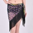 thumbnail image 4 of Xfvqtps Woman Sequin Dance Skirt Tassel Triangular Belt Belly Dancing Waist Towel Waist Chain Hip Towel Performance Skirt Purple, 4 of 7