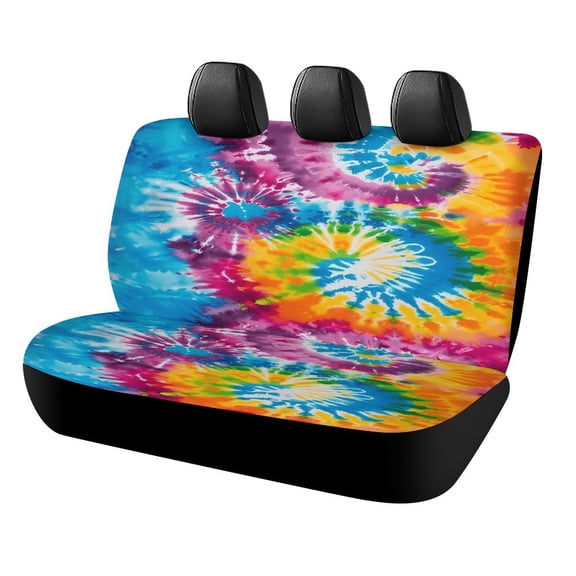 Colorful Swirls Tie-dye Print Car Accessories Car Rear Seat Covers Fashion Auto Back Seat Protector Decoration Universal Auto Interior