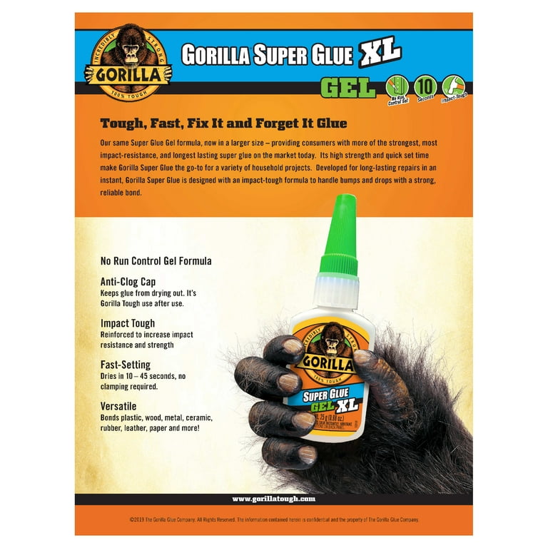 Gorilla Super Glue XL, 25 Gram, Clear, (Pack of 1)