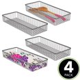 thumbnail image 2 of mDesign Metal Farmhouse Kitchen Cabinet Drawer Storage Basket, 4 Pack, Dark Gray, 2 of 9