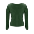 thumbnail image 7 of HAPIMO Womens Velvet Tops Ruched Wrap V Neck Stretch Slim Shirts Elegant Party Shirts Casual Long Sleeve Blouses Army Green L, 7 of 7