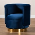 thumbnail image 2 of Bowery Hill 18.11" Contemporary Velvet Swivel Accent Chair in Blue/Gold, 2 of 8