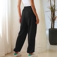 thumbnail image 3 of Pantalones largos con bandas en el tobillo para mujer, pantalón suave, transpirable, informal, holgado, con cintura elástica, Color puro, 3 of 8