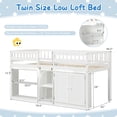 thumbnail image 2 of Costway Low Loft Bed with LED Light, Stairs & Guardrails, Modern Wood Kids Twin Bed White, 2 of 10