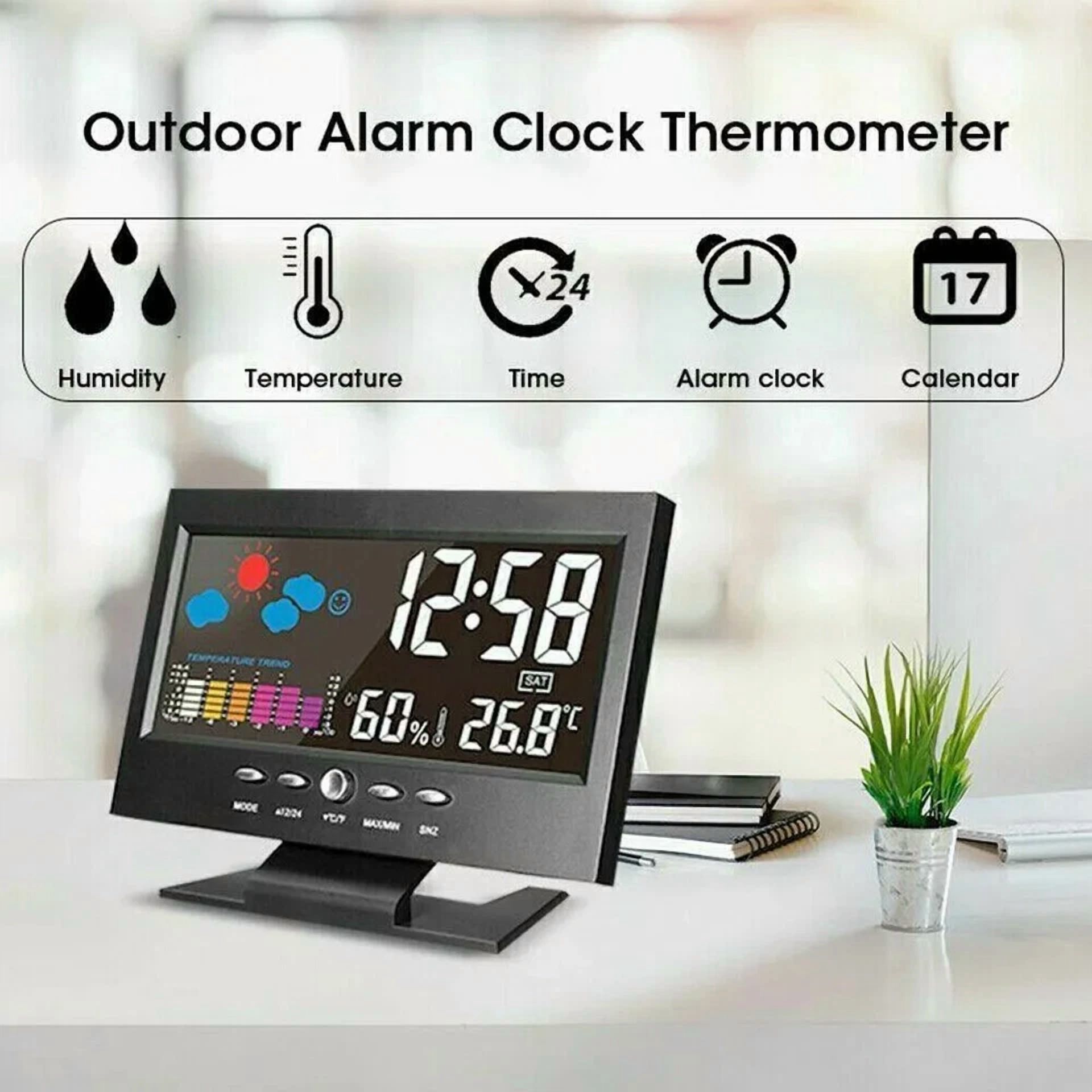 New Digital Alarm Clock Calendar Thermometer Hygrometer Weather Forecast Us