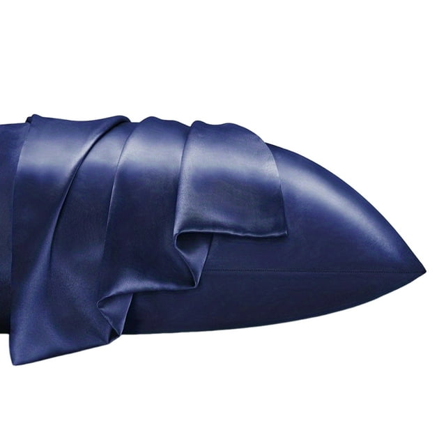 Satin Pillowcase Solid Color Pillow Cover Glossy Anti-static Pillow Cover with Invisible Zipper for Bedroom Housewarming Gift
