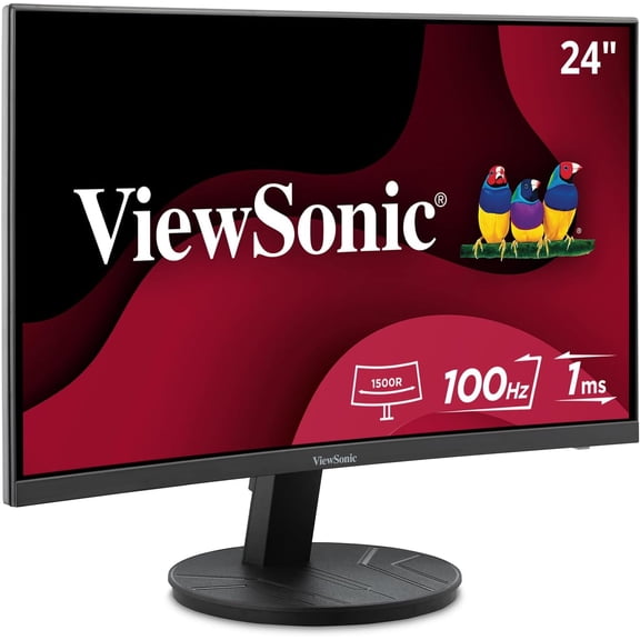 Restored ViewSonic VA2416C-S 24 Inch Full HD 1080p Frameless Curved Monitor