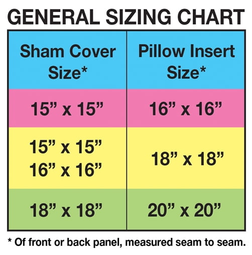 Pillow Form Size Chart