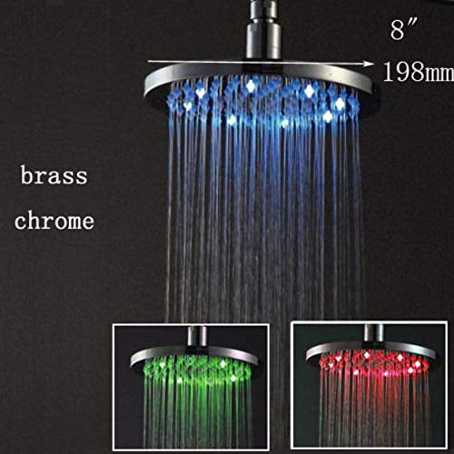 8" Round Rain Shower Head Bathroom LED Chrome Rain Top Sprayer 7 Colors Changing 