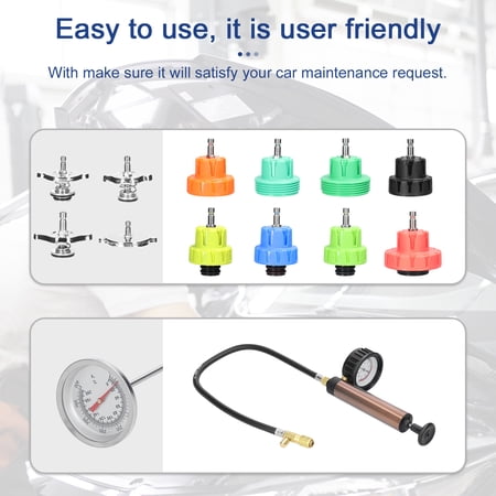 Thalyn Universal Car Leak Detector Universal Car Tanks Leak Detection Automotive Leakage Detector Tool Water Pressure Tester Auto Air Conditioning Cooling Coolant Vacuum Purge Tool Kit
