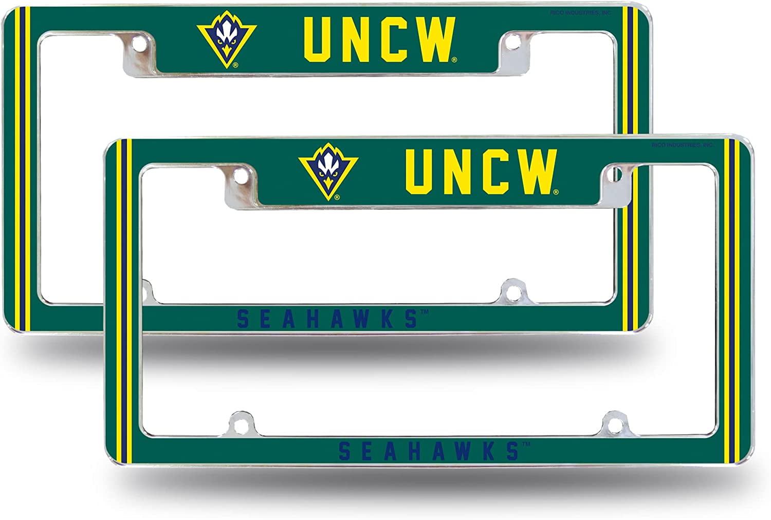 North CarolinaWilmington NCAA Seahawks (Set of 2) Chrome Metal License