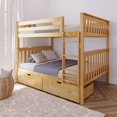 thumbnail image 1 of BEDSMART Solid Wood Full Over Full Bunk Bed With Storage | Natural, 1 of 7