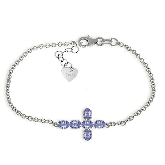 Galaxy Gold Tanzanite Cross Bracelet in 14k White Gold