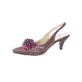 thumbnail image 2 of Women's Low Heel Closed Toe Slingback Pumps Floral Bow Comfortable Dress Shoes-Purple-8, 2 of 3