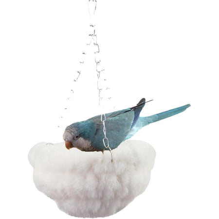 Bird Hammock Bed Faux Rabbit Fur Parrot Hanging Swing Hammock Ultra-Soft Warm Winter Nest for Budgies Parakeets Cockatiels Lovebirds Conures Quakers