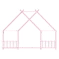 thumbnail image 6 of Pink Flat Bed House Shape with Side Guardrails Twin Children's Iron Bed, 6 of 12