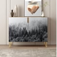 thumbnail image 2 of PixonSign Sideboard and Buffet Cabinet, 2 Doors Wood Storage Cabinet Console Table with Duotone Misty Foggy Mountain Forestra for Kitchen, Bedroom, Dinning, Foyer, Office - 35" L x 18" W x 29" H, 2 of 5