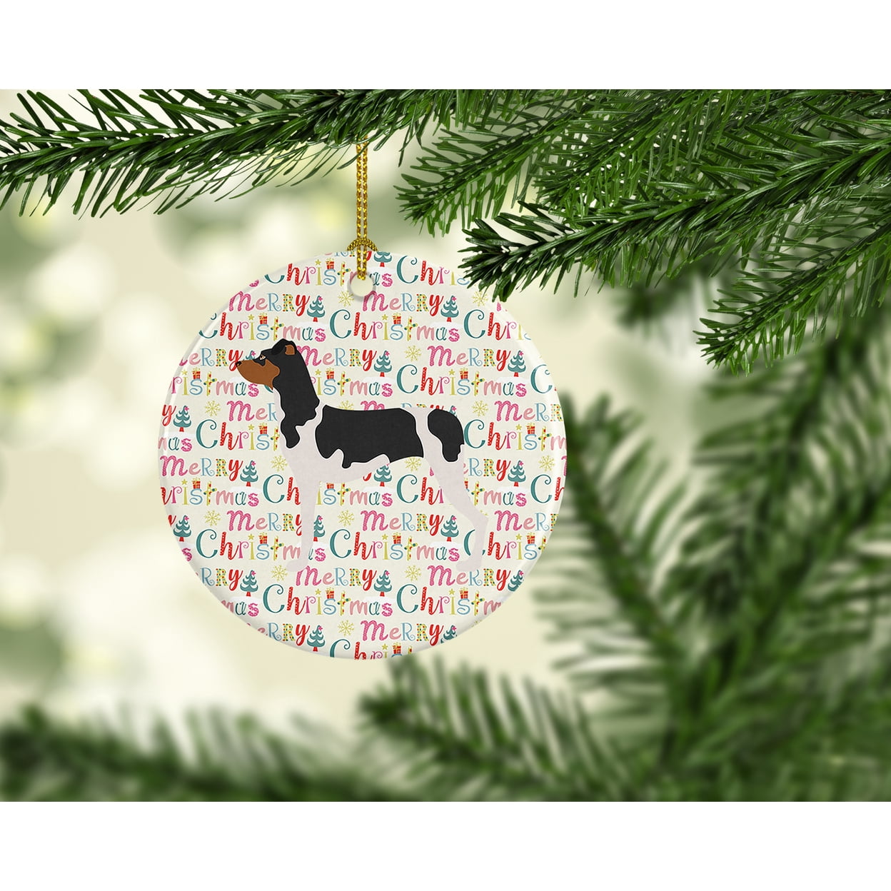 Brazilian Terrier Merry Christmas Ceramic Ornament 2.8 in x 2.8 in