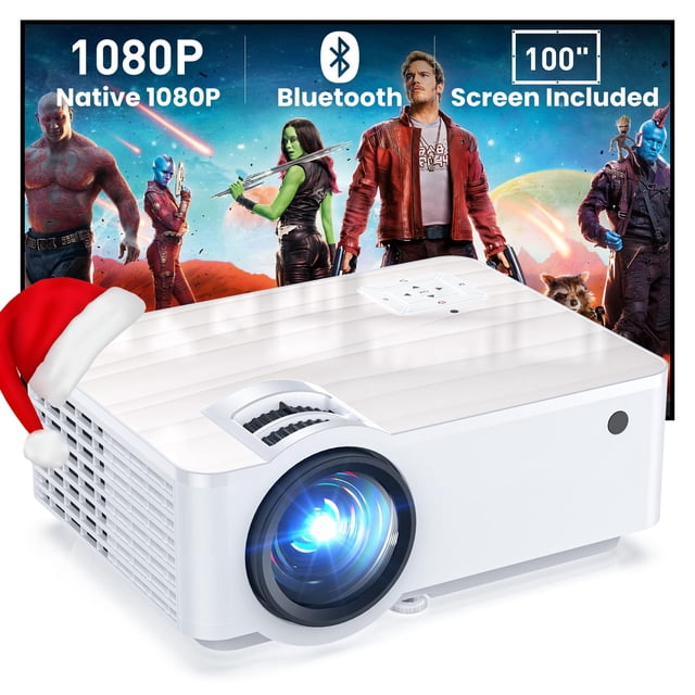 Proyector GROVIEW 1080P Bluetooth 5.1 9500 LUX con pantalla de 100 pulgadas