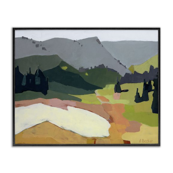 Stupell Industries Transitional Winter Thawed Abstract Snow Mountain Landscape Black Framed Giclee Art, 14 x 11, by Anne Becker