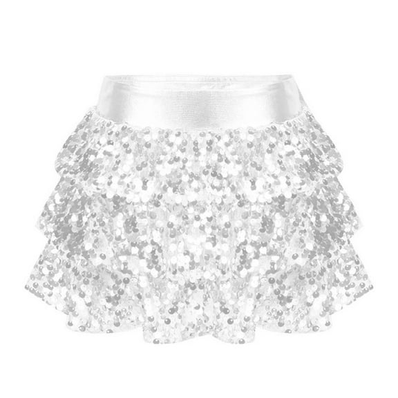 XUNZOO Toddler Girls Ballet Dance Skirts Modern Jazz Latin Lyrical Dancing Costumes Birthday Party Clothes Silver 16