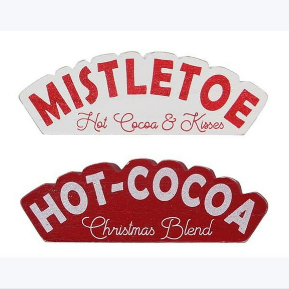 Youngs Christmas Decor - Hot Chocolate Bar Chunky Signs 2pc Set