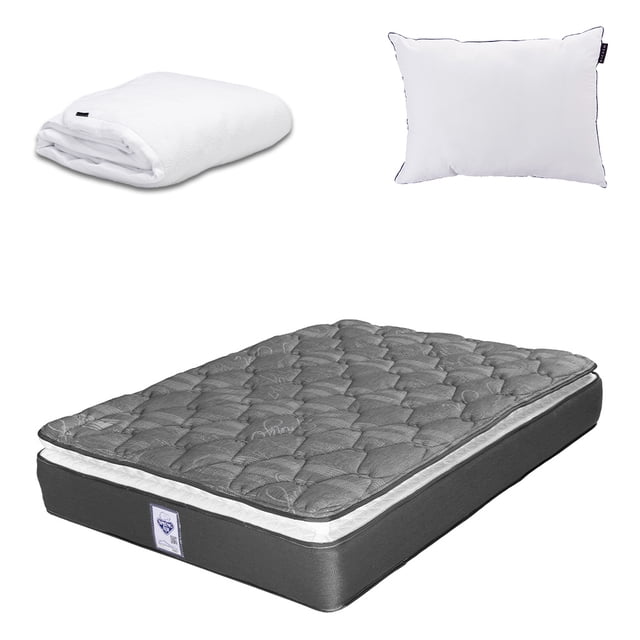 Colchón Queen Size Spring Air Aries + Almohada One + Protector Cloud