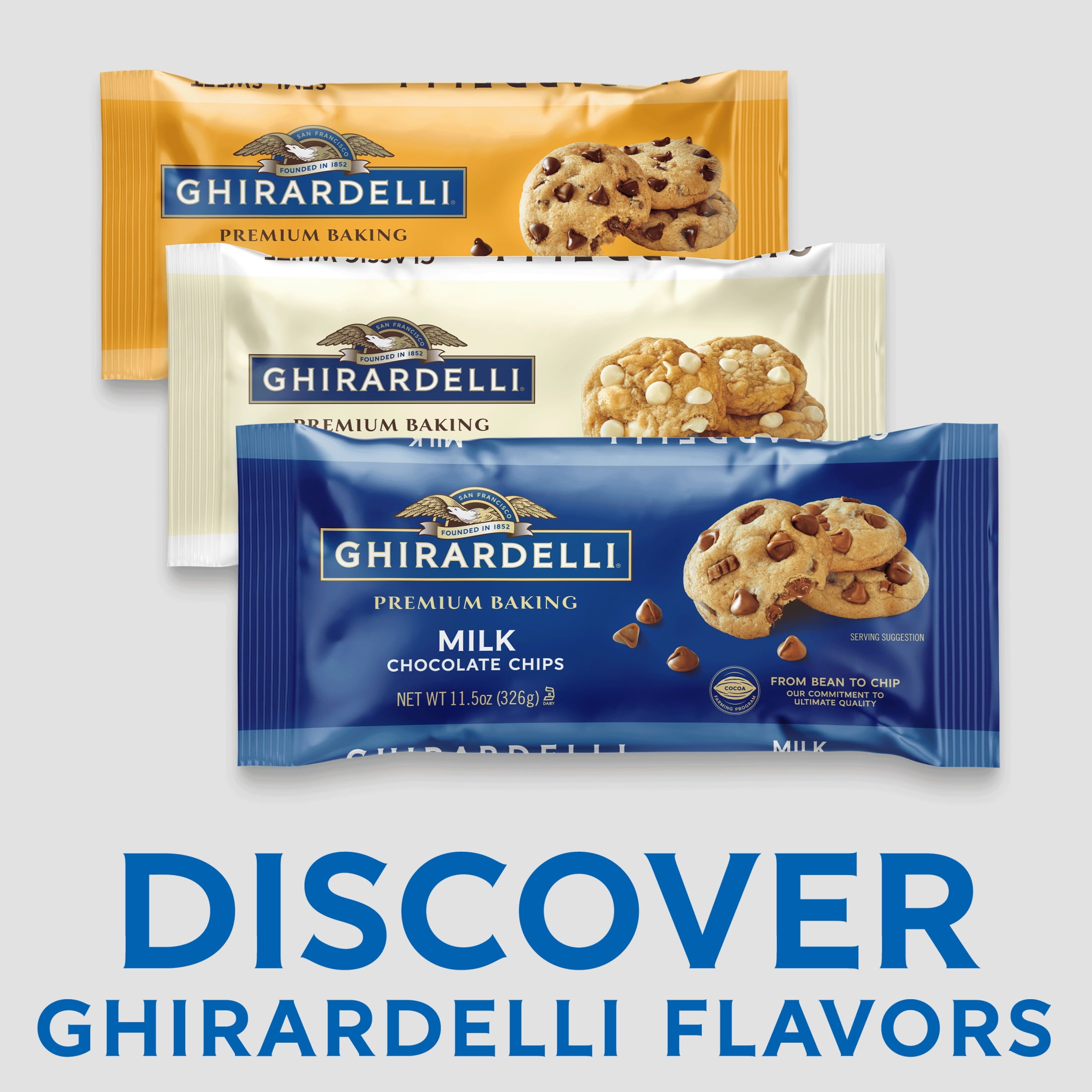 (3 pack) GHIRARDELLI Milk Chocolate Premium Baking Chips, Chocolate Chips for Baking, 11.5 oz Bag