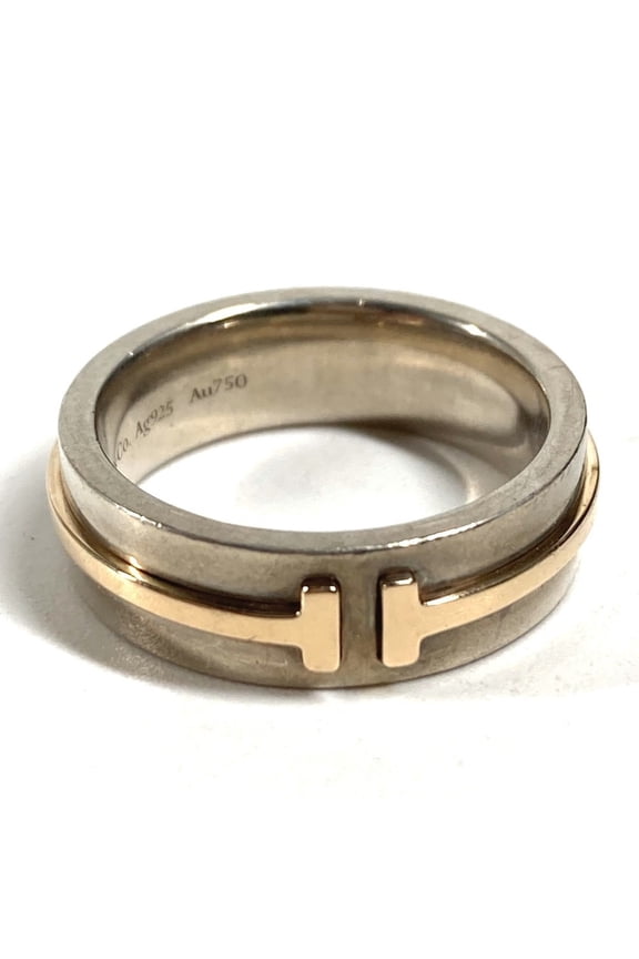 Pre-Owned TIFFANY&Co. Tiffany T Narrow Ring Accessory Jewelry 18K Gold Au750 SV925 Silver...